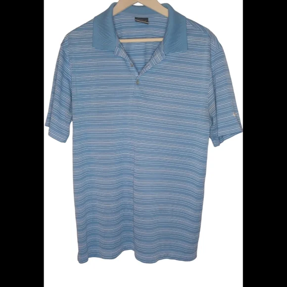 Nike Golf Men's Dri-Fit Blue White Striped Short Sleeve Polo Large - Picture 6 of 11